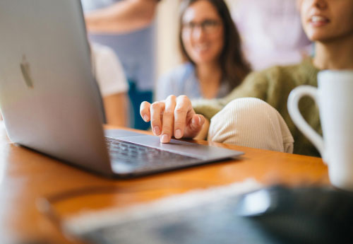 Woman using Macbook